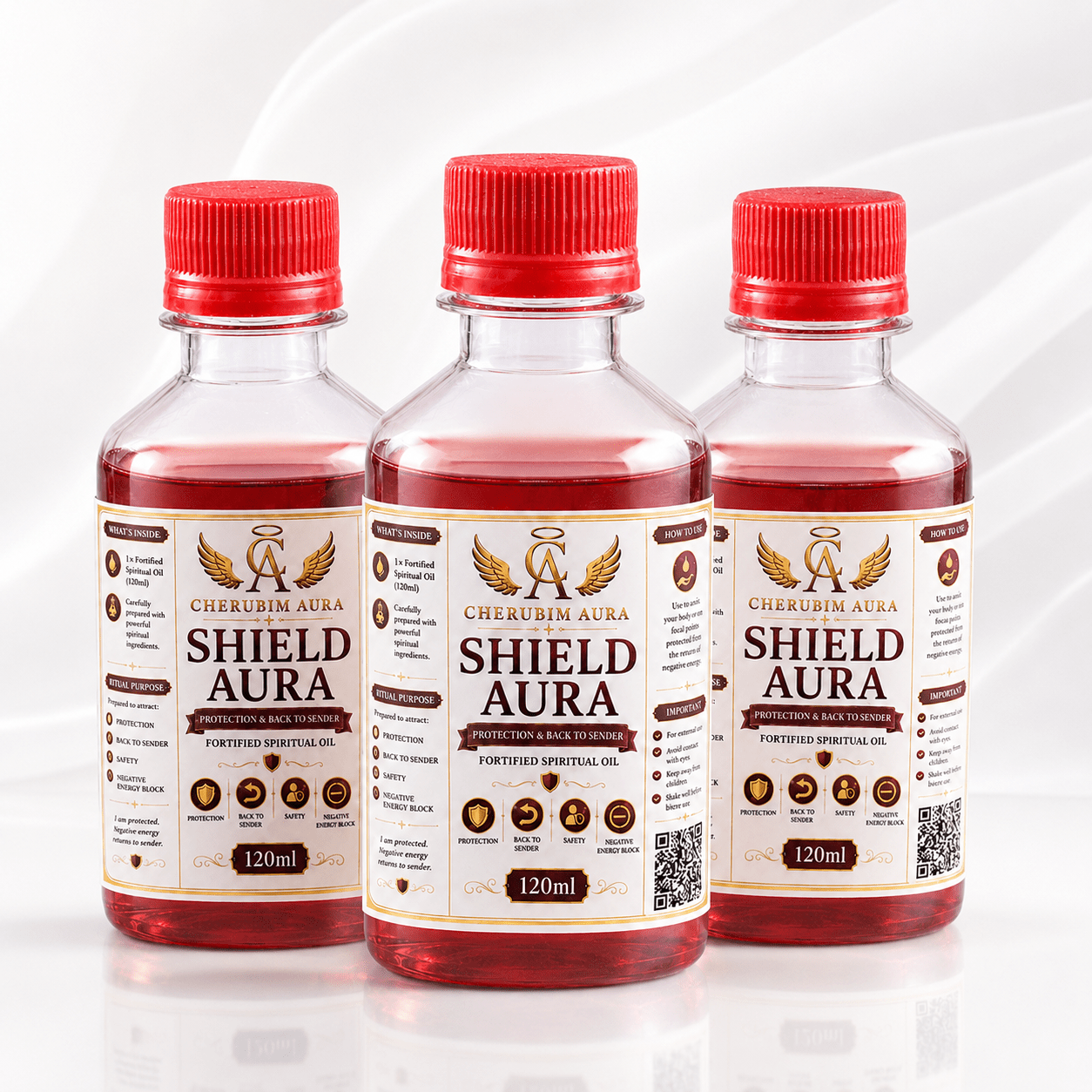 Cherubim Aura Shield Protection & Back to Sender Fortified Spiritual Oil – 120ml - Spiritual Oil - Cherubim Aura