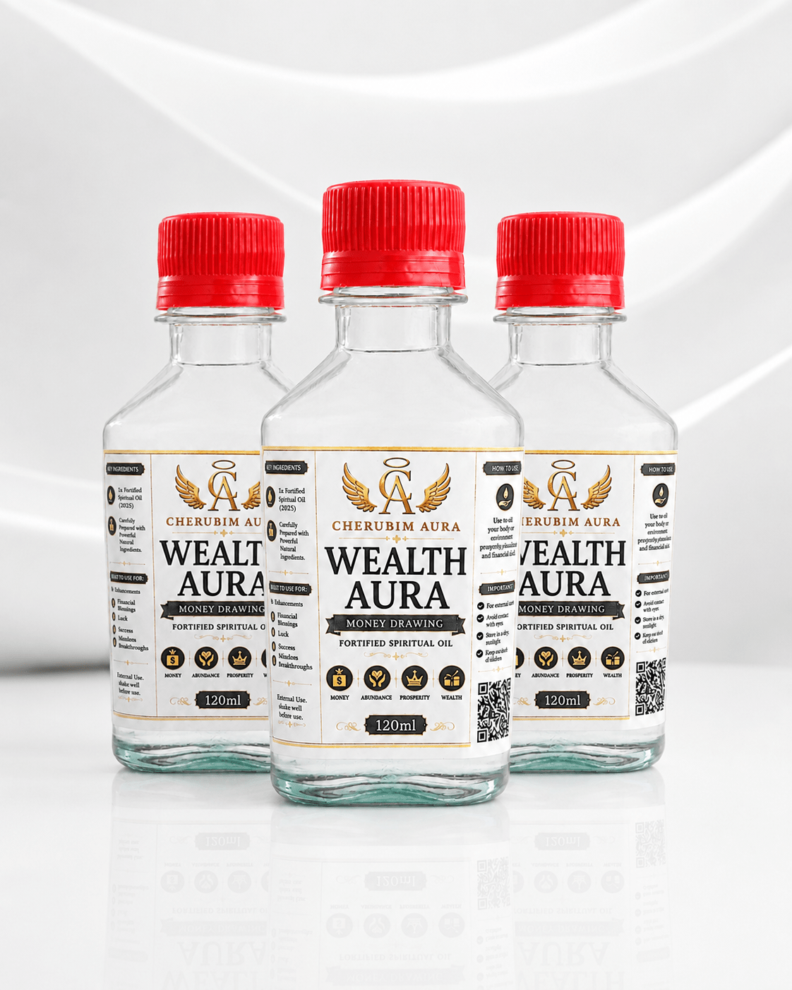 Cherubim Aura Wealth Money Drawing Fortified Spiritual Oil – 120ml - Spiritual Oil - Cherubim Aura