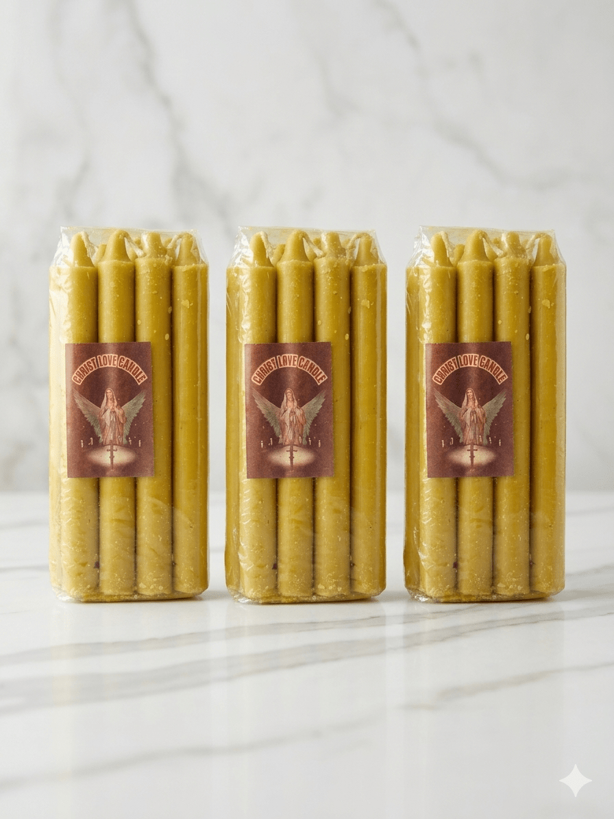 Christ Love Prayer Candles Pack of 8 – Spiritual & Devotional Candles – 3 Colours - Spiritual Candles - Cherubim Aura
