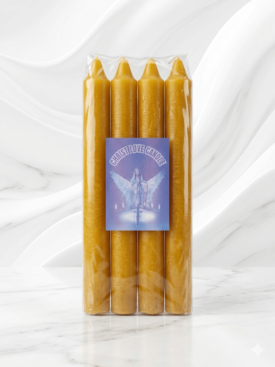 Christ Love Prayer Candles Pack of 8 – Spiritual & Devotional Candles – 3 Colours - Spiritual Candles - Cherubim Aura