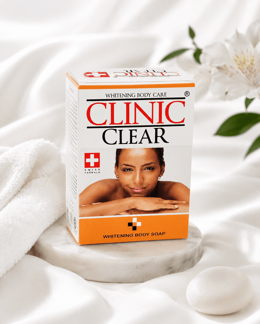 Clinic Clear Whitening Body Soap – Brightening Cleansing Bar with Carrot Extract, Shea Butter, Coconut Oil & Vitamins C and E - Skincare - Cherubim Aura