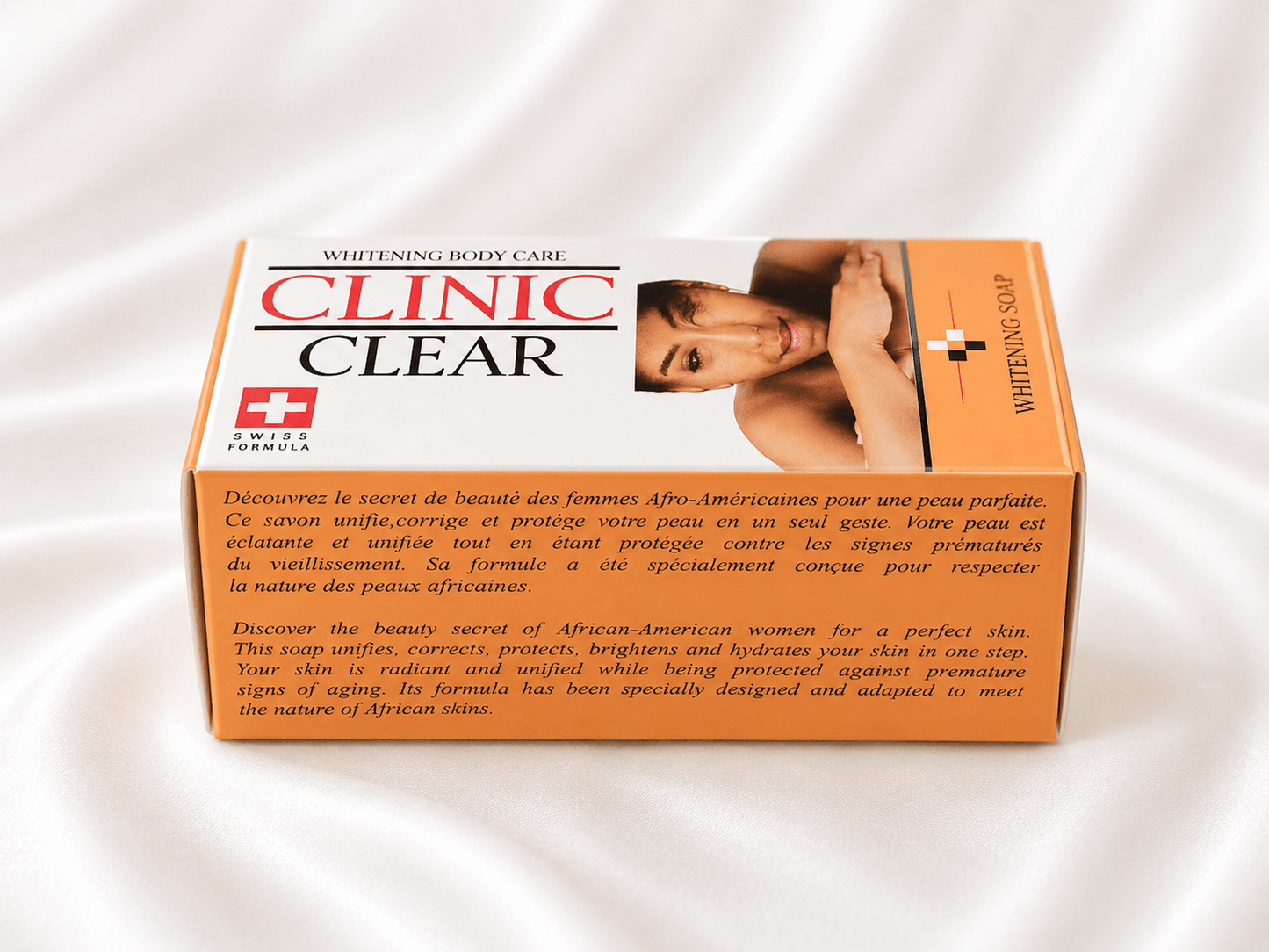 Clinic Clear Whitening Body Soap – Brightening Cleansing Bar with Carrot Extract, Shea Butter, Coconut Oil & Vitamins C and E - Skincare - Cherubim Aura