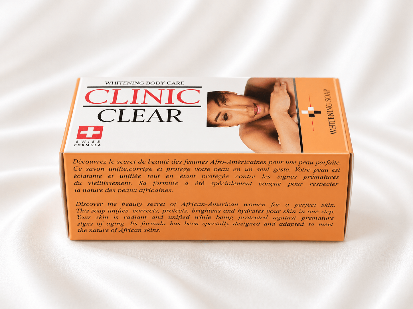 Clinic Clear Whitening Body Soap – Brightening Cleansing Bar with Carrot Extract, Shea Butter, Coconut Oil & Vitamins C and E - Skincare - Cherubim Aura