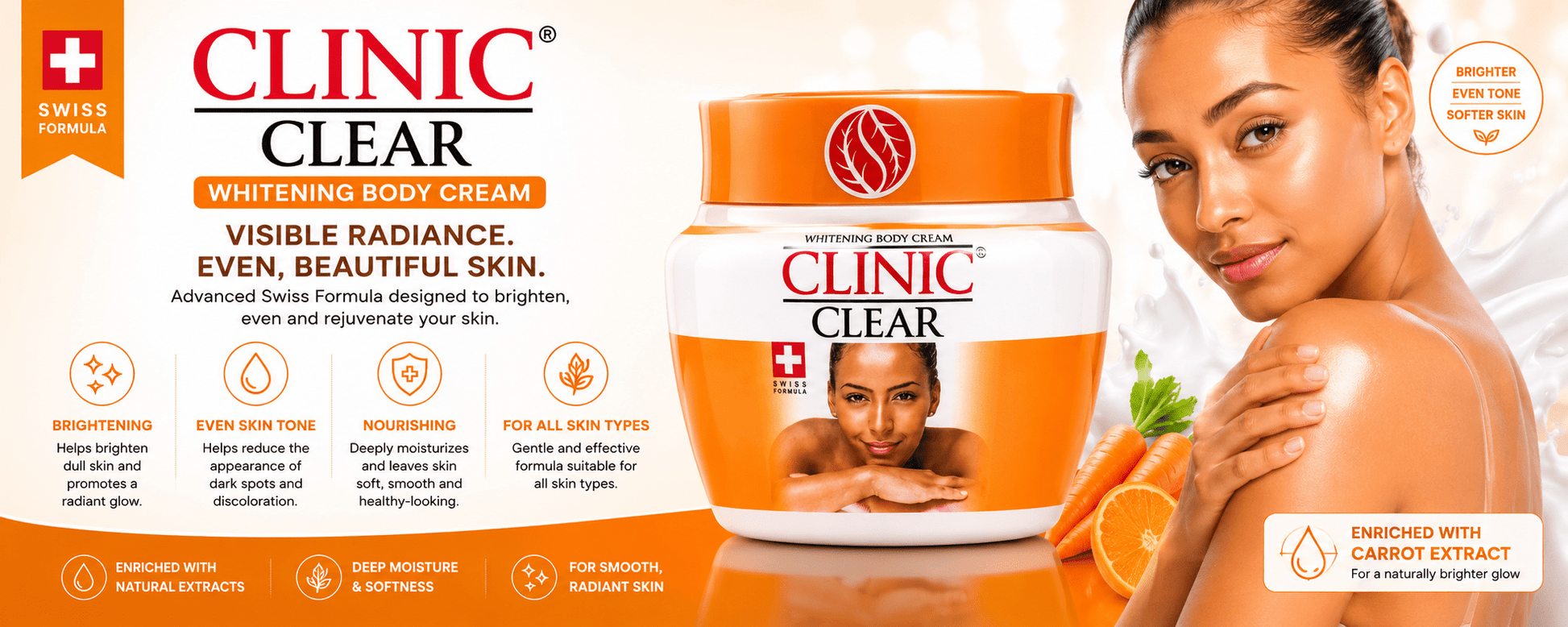 Clinic Clear Whitening Cream 330g - Brightening Body Lotion - Skincare - Cherubim Aura