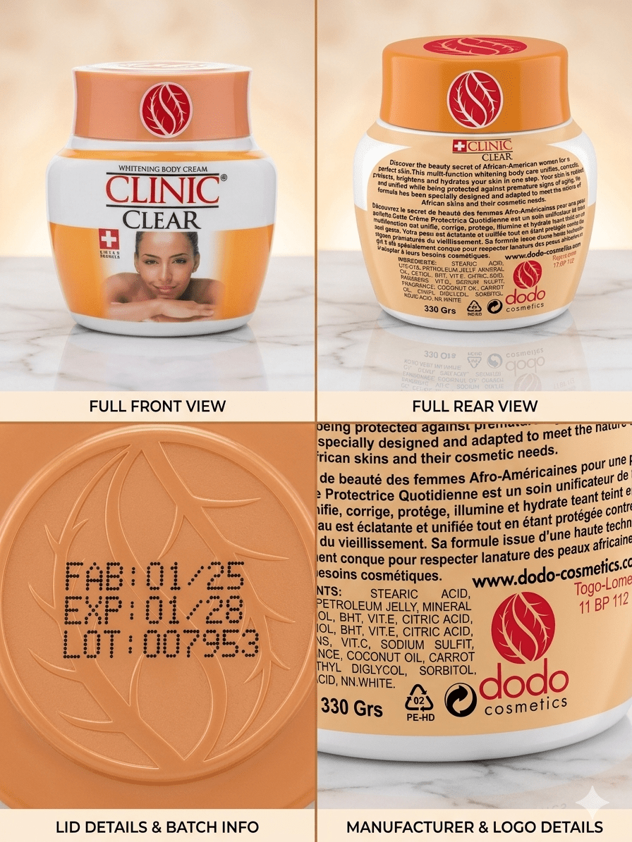 Clinic Clear Whitening Cream 330g - Brightening Body Lotion - Skincare - Cherubim Aura