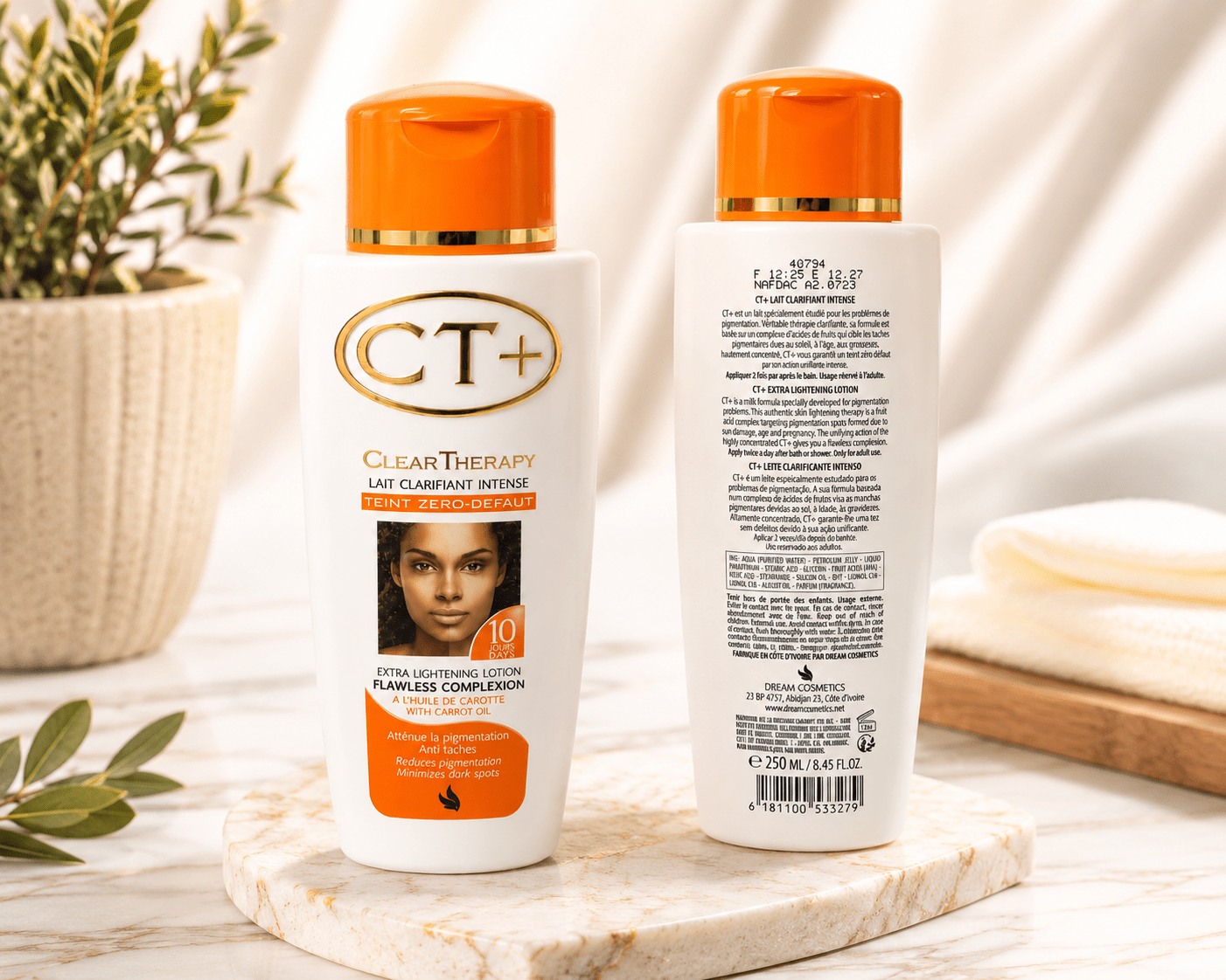 CT+ Clear Therapy Intense Clarifying Lotion with Carrot Oil | Extra Lightening Body Lotion | Flawless Complexion | 250ml - Body Lotion - Cherubim Aura