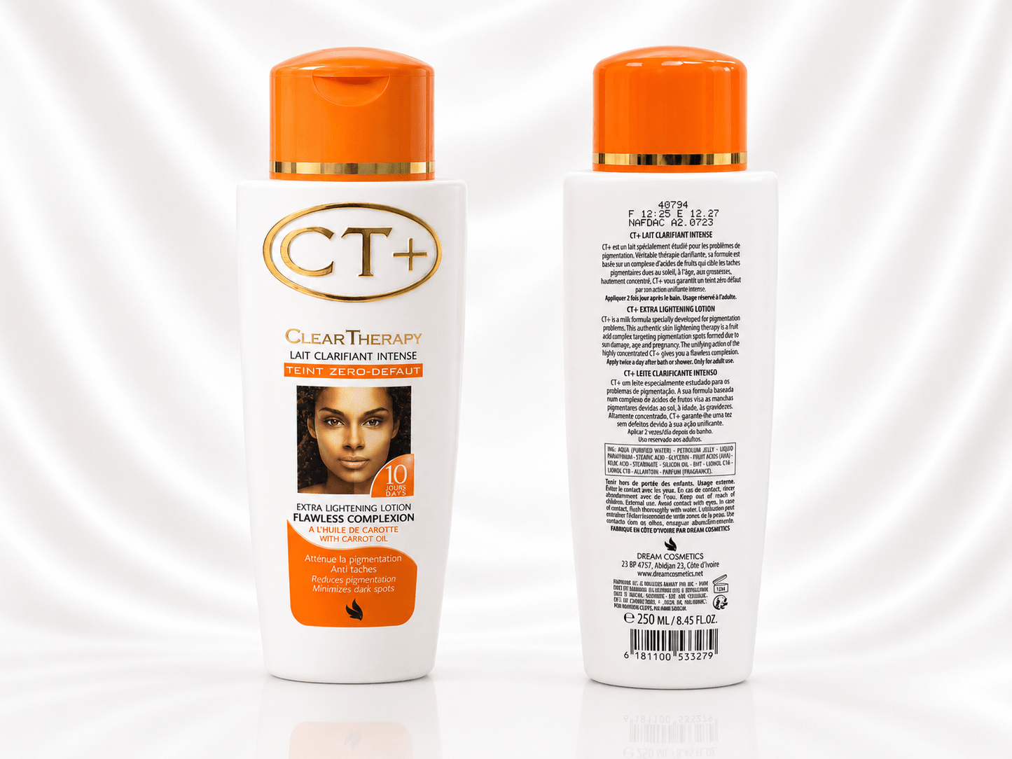 CT+ Clear Therapy Intense Clarifying Lotion with Carrot Oil | Extra Lightening Body Lotion | Flawless Complexion | 250ml - Body Lotion - Cherubim Aura
