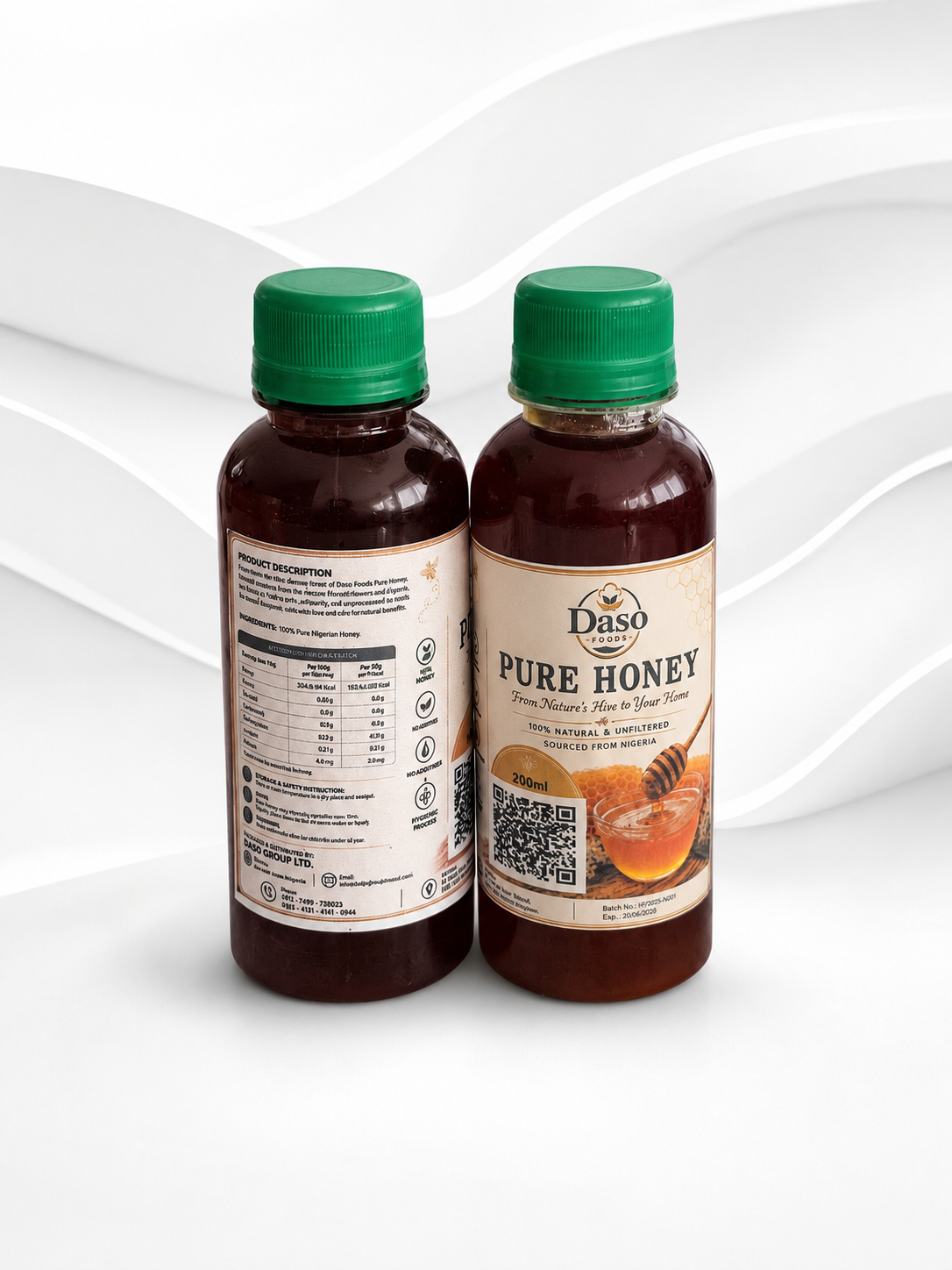 Daso Foods Pure Nigerian Honey — 100% Raw, Unfiltered & Unpasteurised | Ethically Sourced from Nigeria's Floral Landscapes | 250ml