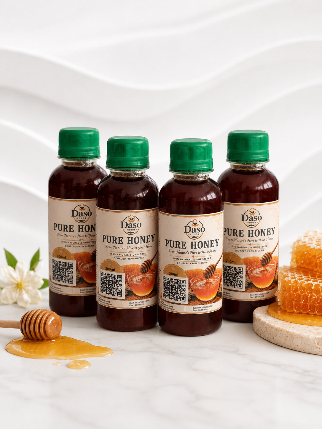 Daso Foods Pure Nigerian Honey — 100% Raw, Unfiltered & Unpasteurised | Ethically Sourced from Nigeria's Floral Landscapes | 250ml