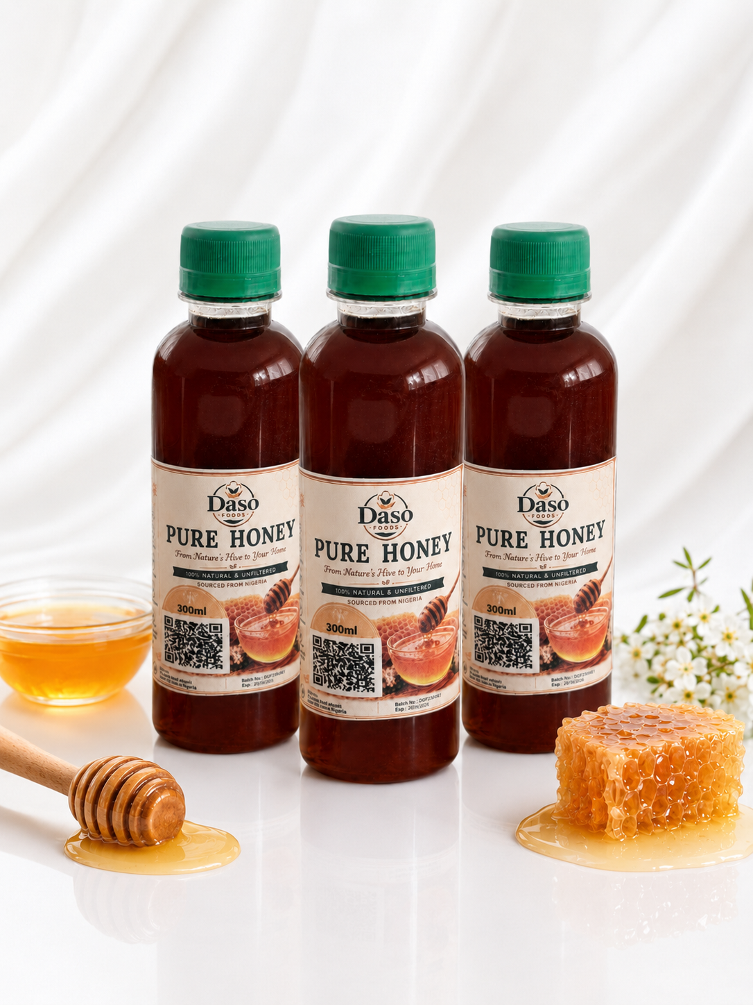 Daso Foods Pure Nigerian Honey — 100% Raw, Unfiltered & Unpasteurised | Ethically Sourced from Nigeria's Floral Landscapes | 250ml