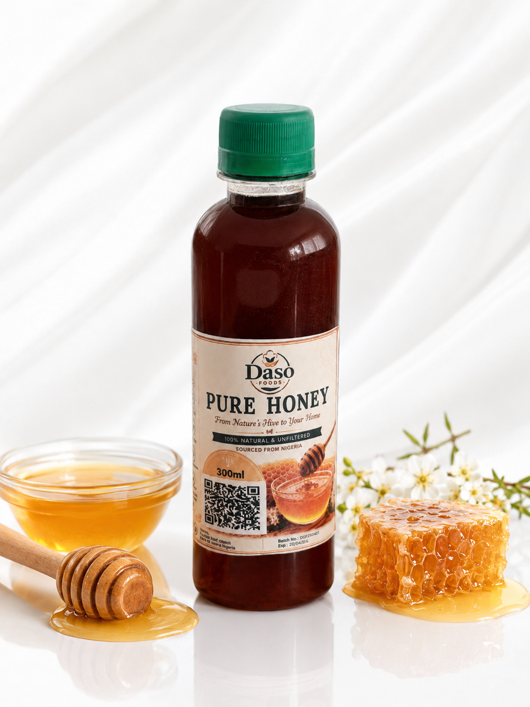 Daso Foods Pure Nigerian Honey — 100% Raw, Unfiltered & Unpasteurised | Ethically Sourced from Nigeria's Floral Landscapes | 250ml