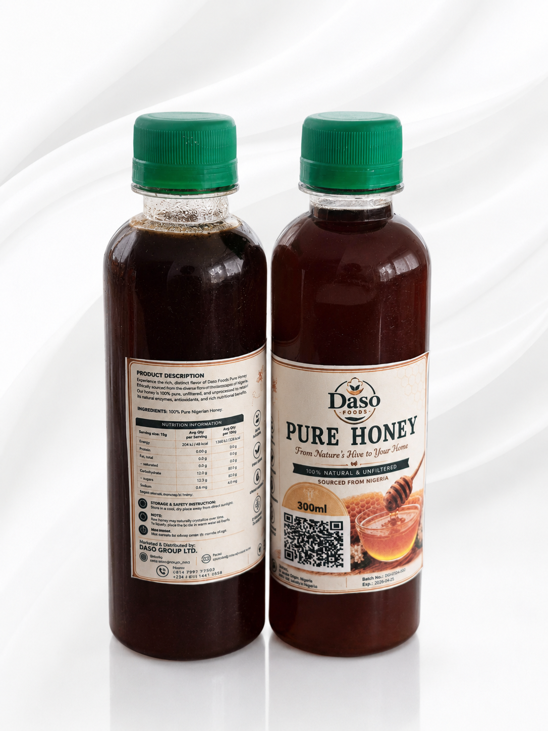 Daso Foods Pure Nigerian Honey — 100% Raw, Unfiltered & Unpasteurised | Ethically Sourced from Nigeria's Floral Landscapes | 250ml