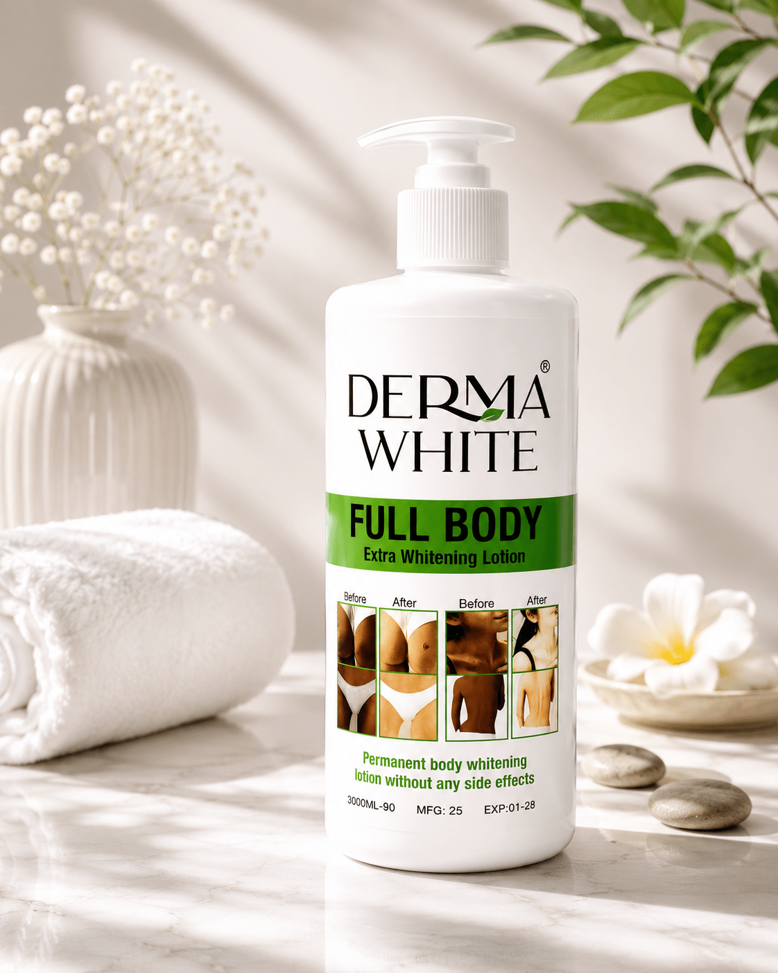 Derma White Full Body Lotion & Beauty Cream Set | Brightening Skincare Duo | Body Lotion 3000ml + Beauty Cream - Body Lotion - Cherubim Aura