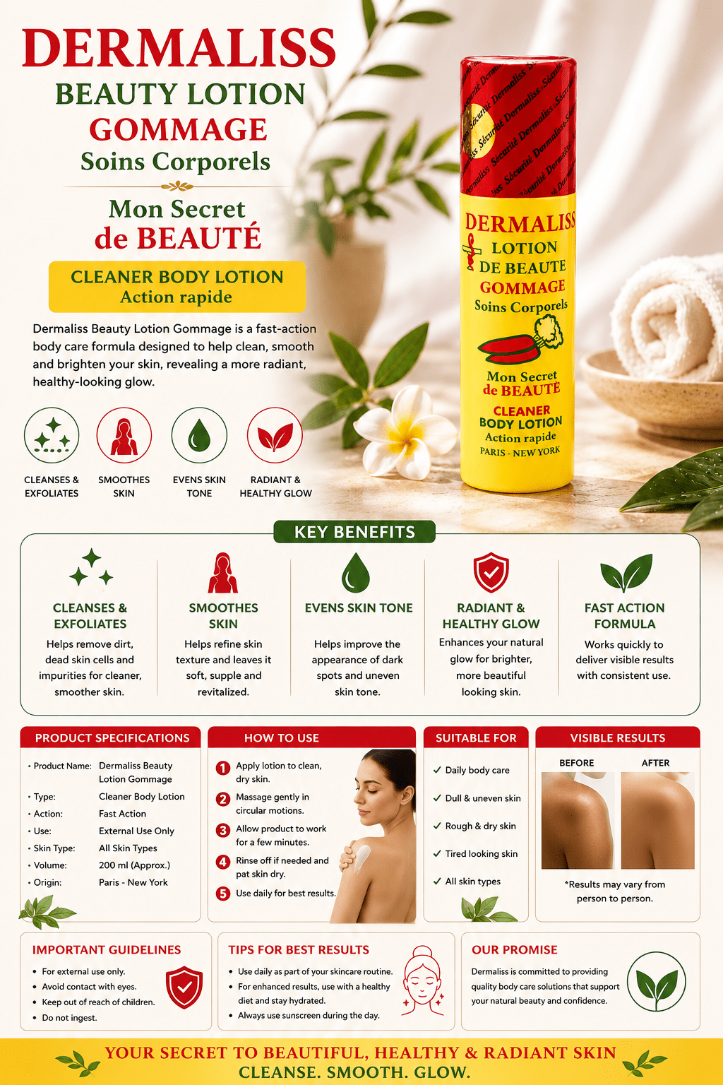 Dermaliss Beauty Lotion Gommage Cleaner Body Lotion | Exfoliating & Brightening Body Lotion | 125ml - Body Lotion - Cherubim Aura