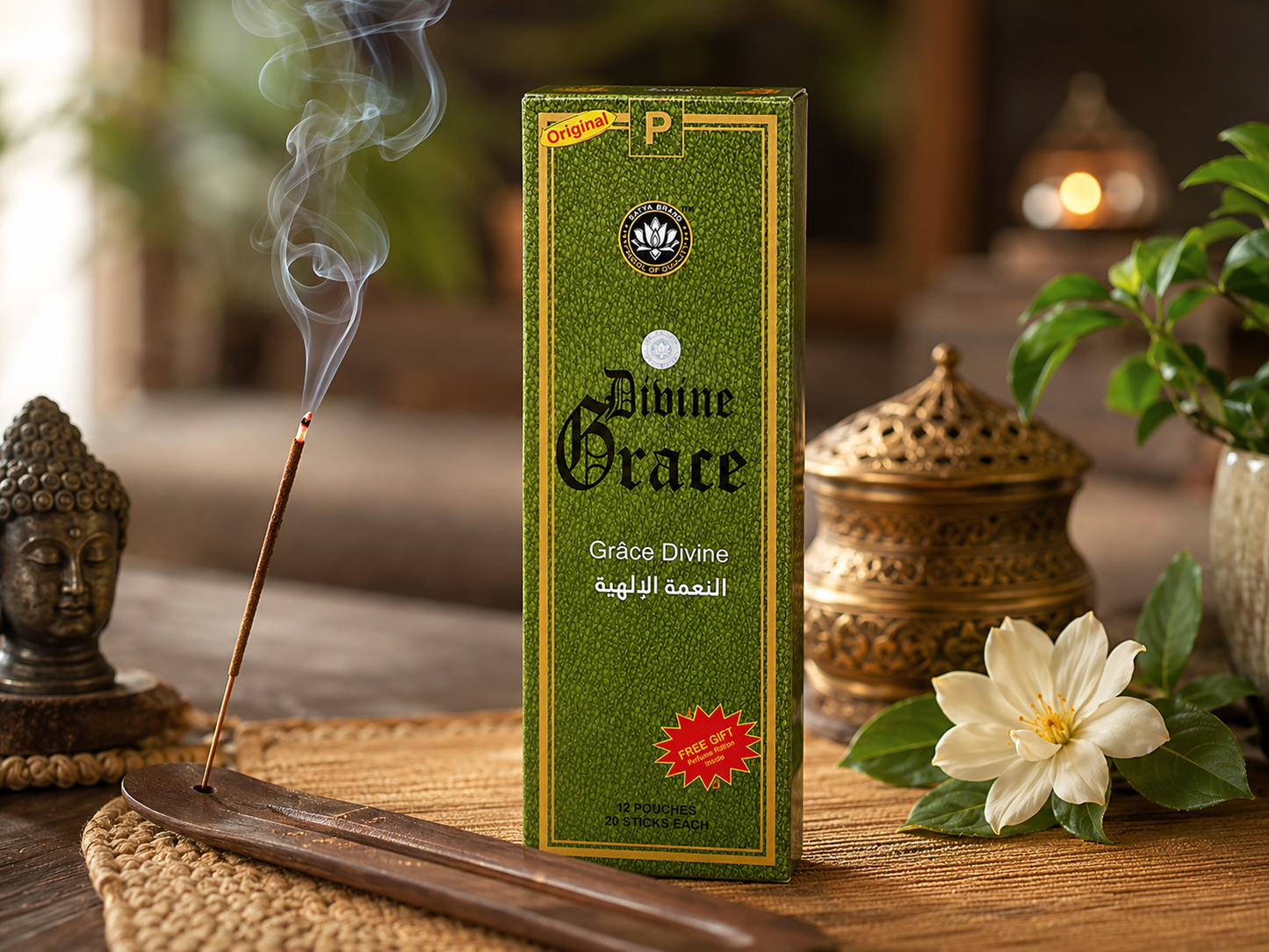 Divine Grace Premium Incense Sticks | 20 Slow-Burning Aromatic Incense for Prayer, Meditation & Home Fragrance