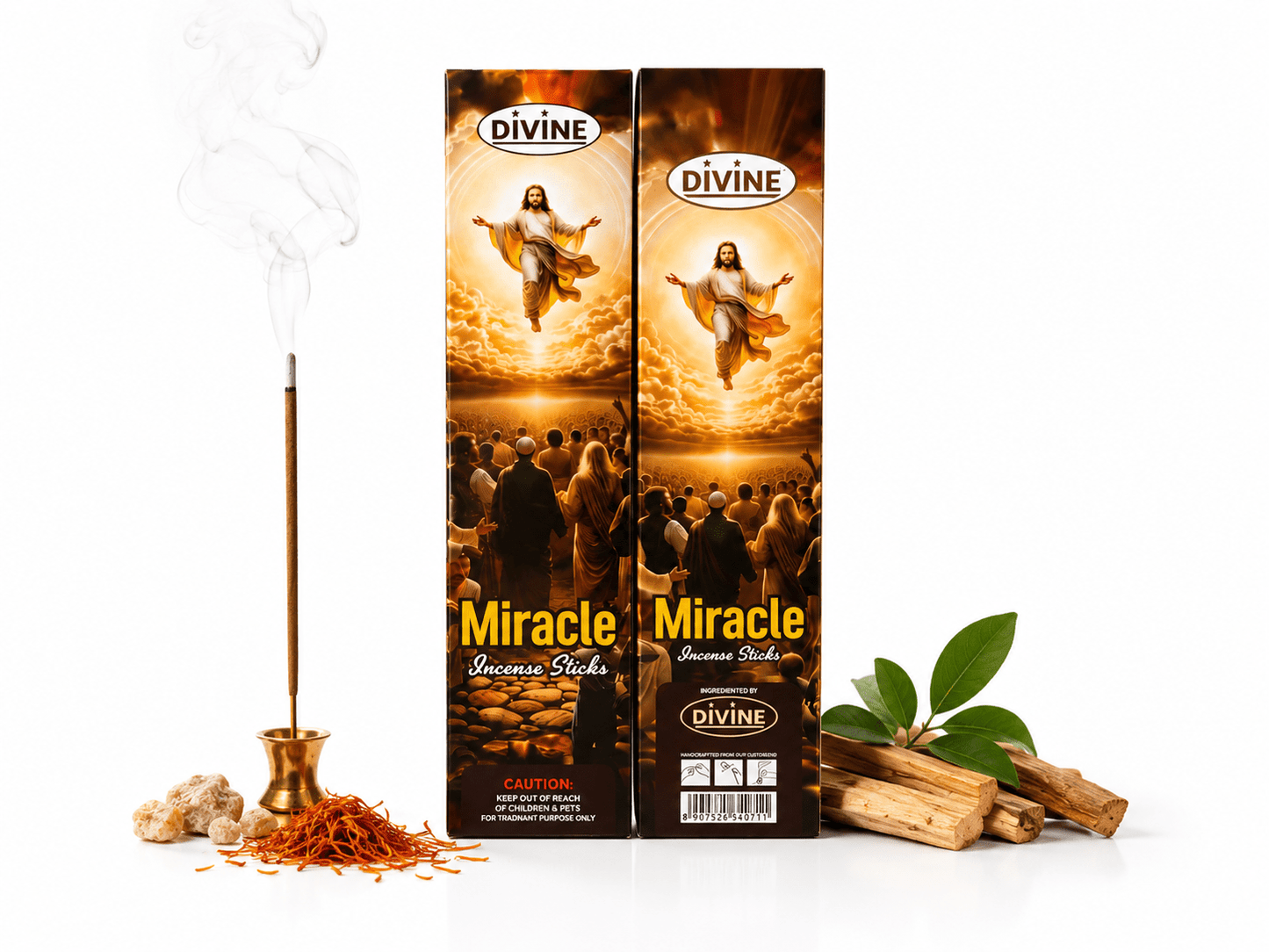 Divine Miracle Premium Incense Sticks | 20 Slow-Burning Aromatic Incense for Prayer, Meditation & Home Fragrance - Incense - Cherubim Aura