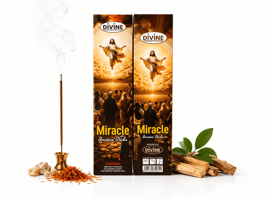 Divine Miracle Premium Incense Sticks | 20 Slow-Burning Aromatic Incense for Prayer, Meditation & Home Fragrance - Incense - Cherubim Aura