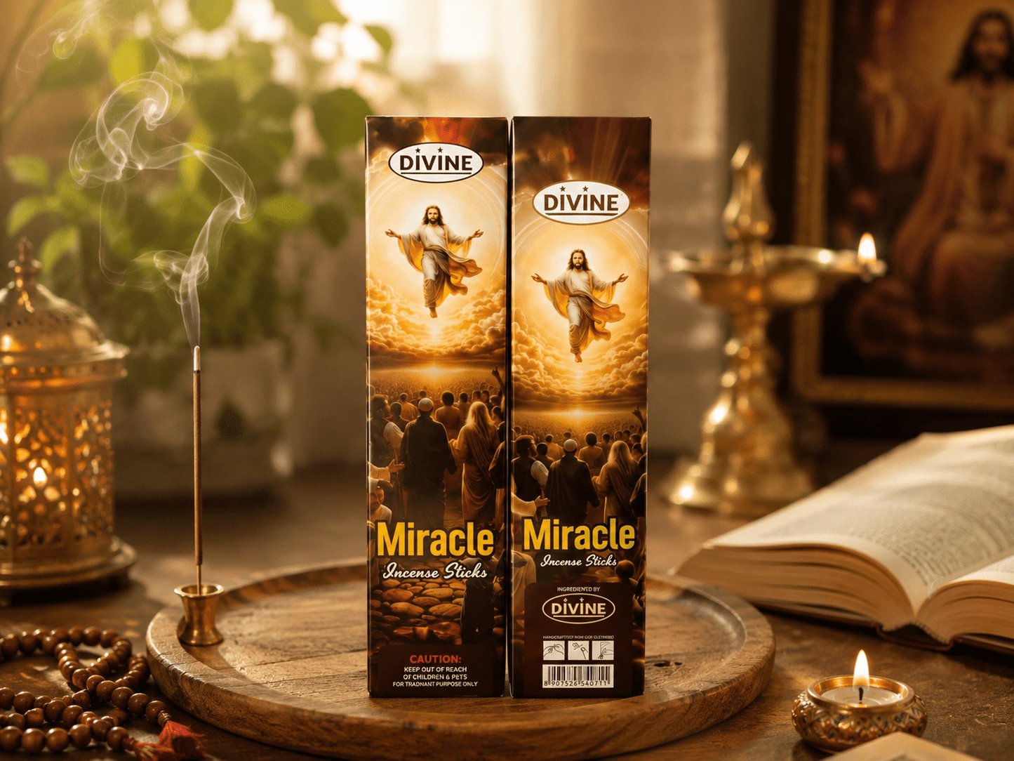 Divine Miracle Premium Incense Sticks | 20 Slow-Burning Aromatic Incense for Prayer, Meditation & Home Fragrance - Incense - Cherubim Aura