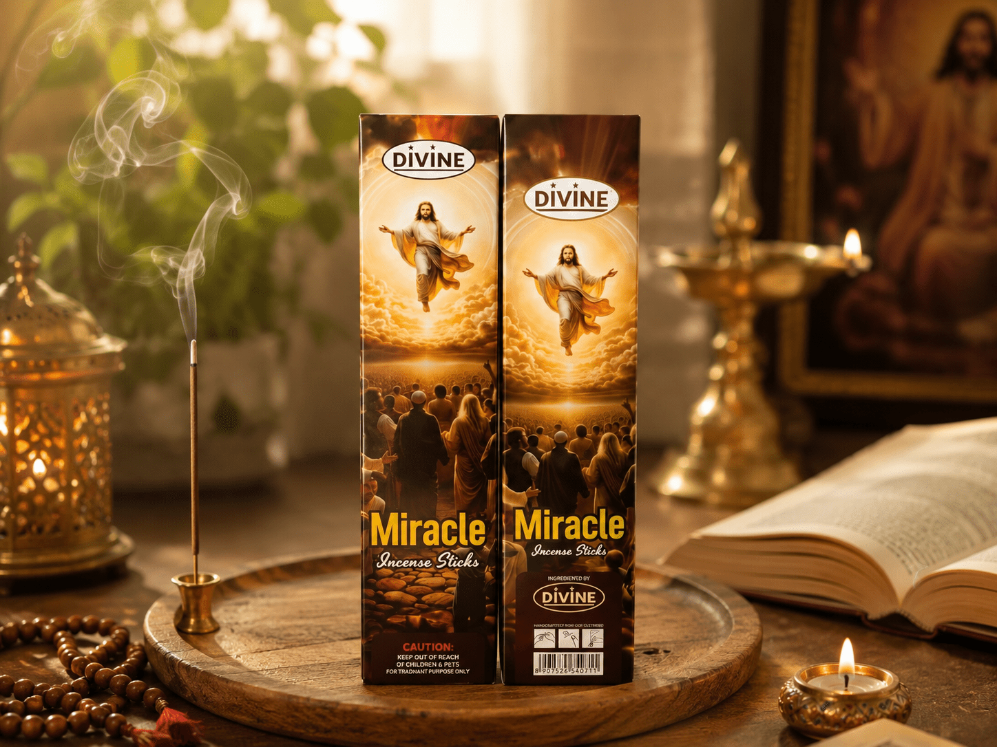 Divine Miracle Premium Incense Sticks | 20 Slow-Burning Aromatic Incense for Prayer, Meditation & Home Fragrance - Incense - Cherubim Aura