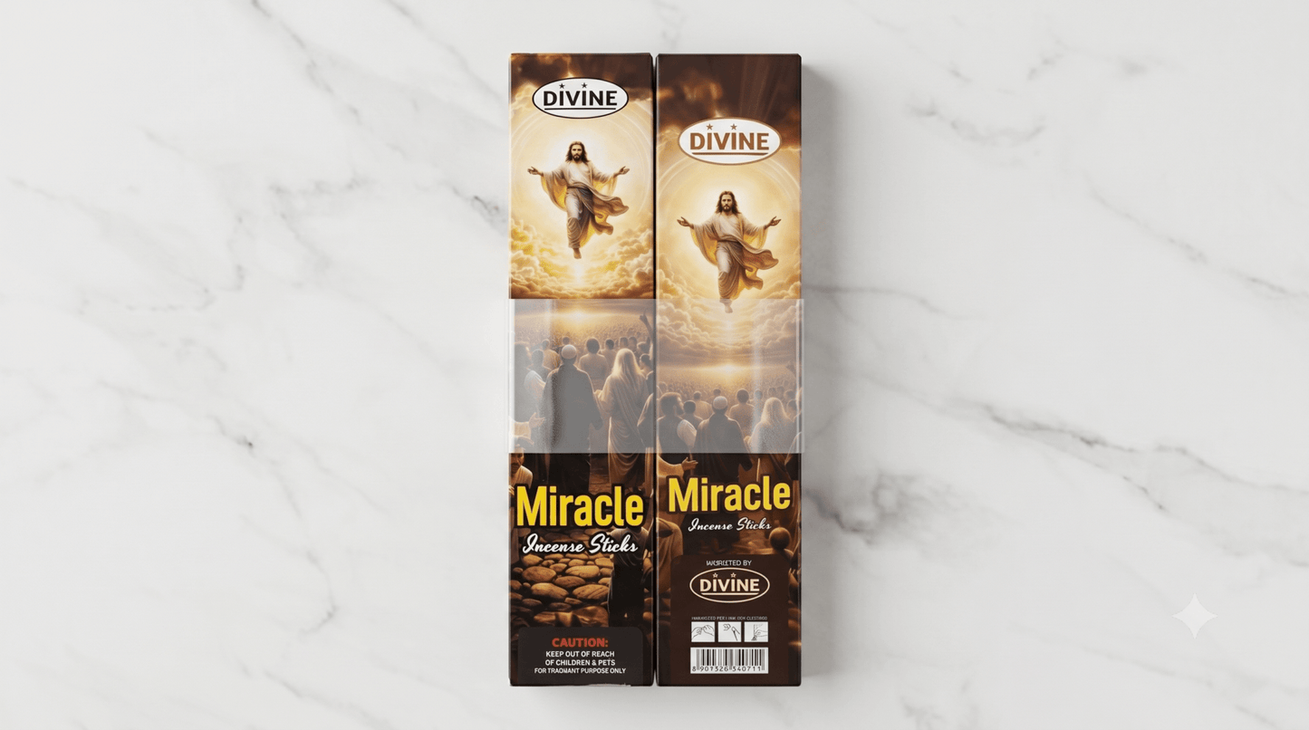 Divine Miracle Premium Incense Sticks | 20 Slow-Burning Aromatic Incense for Prayer, Meditation & Home Fragrance - Incense - Cherubim Aura