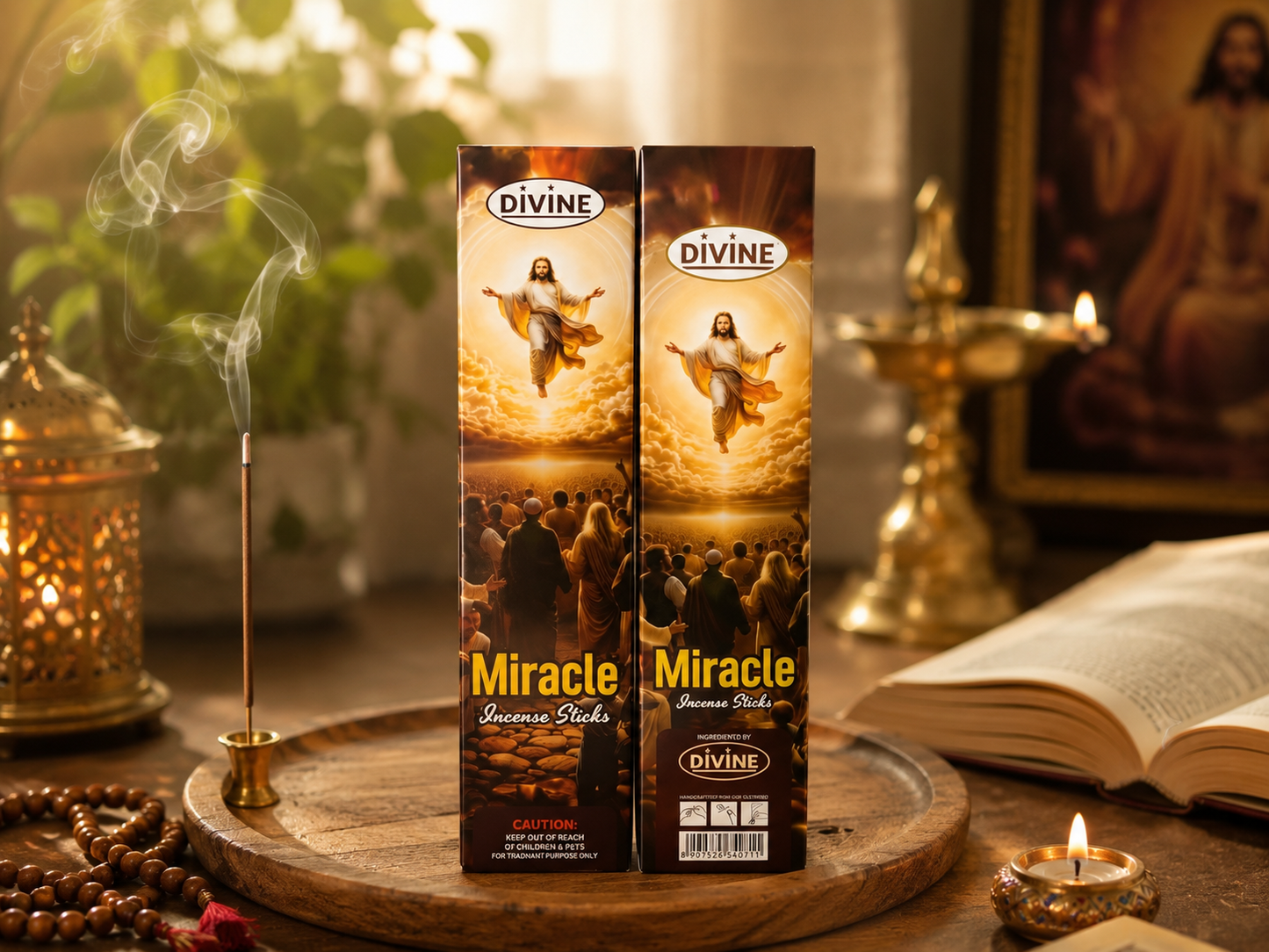Divine Miracle Premium Incense Sticks | 20 Slow-Burning Aromatic Incense for Prayer, Meditation & Home Fragrance