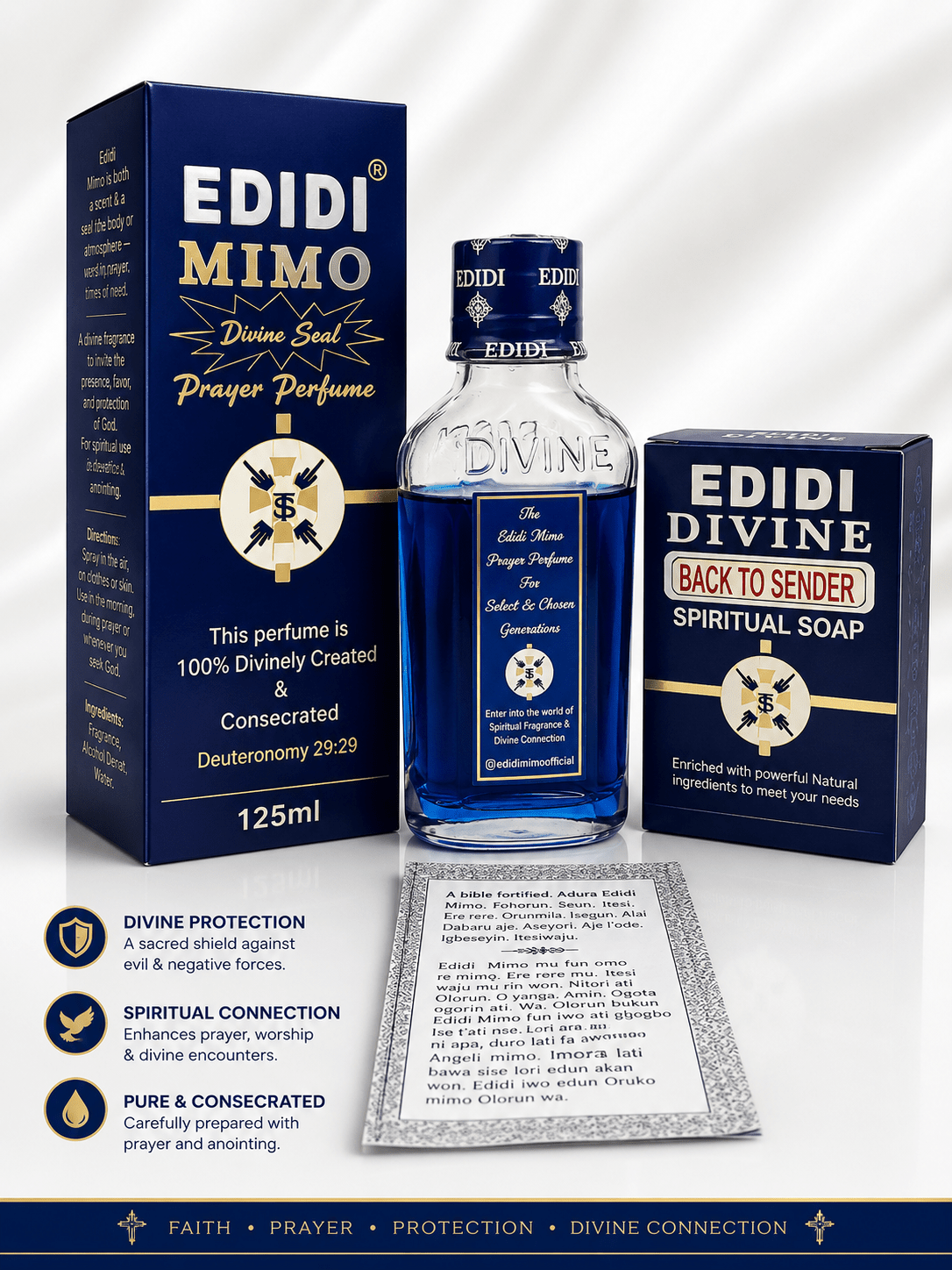 Edidi Divine Spiritual Soap & Edidi Mimo Divine Seal Prayer Perfume Bundle | Choose Victory, Back to Sender, Favour or Blessing Soap - Spiritual Soap - Cherubim Aura
