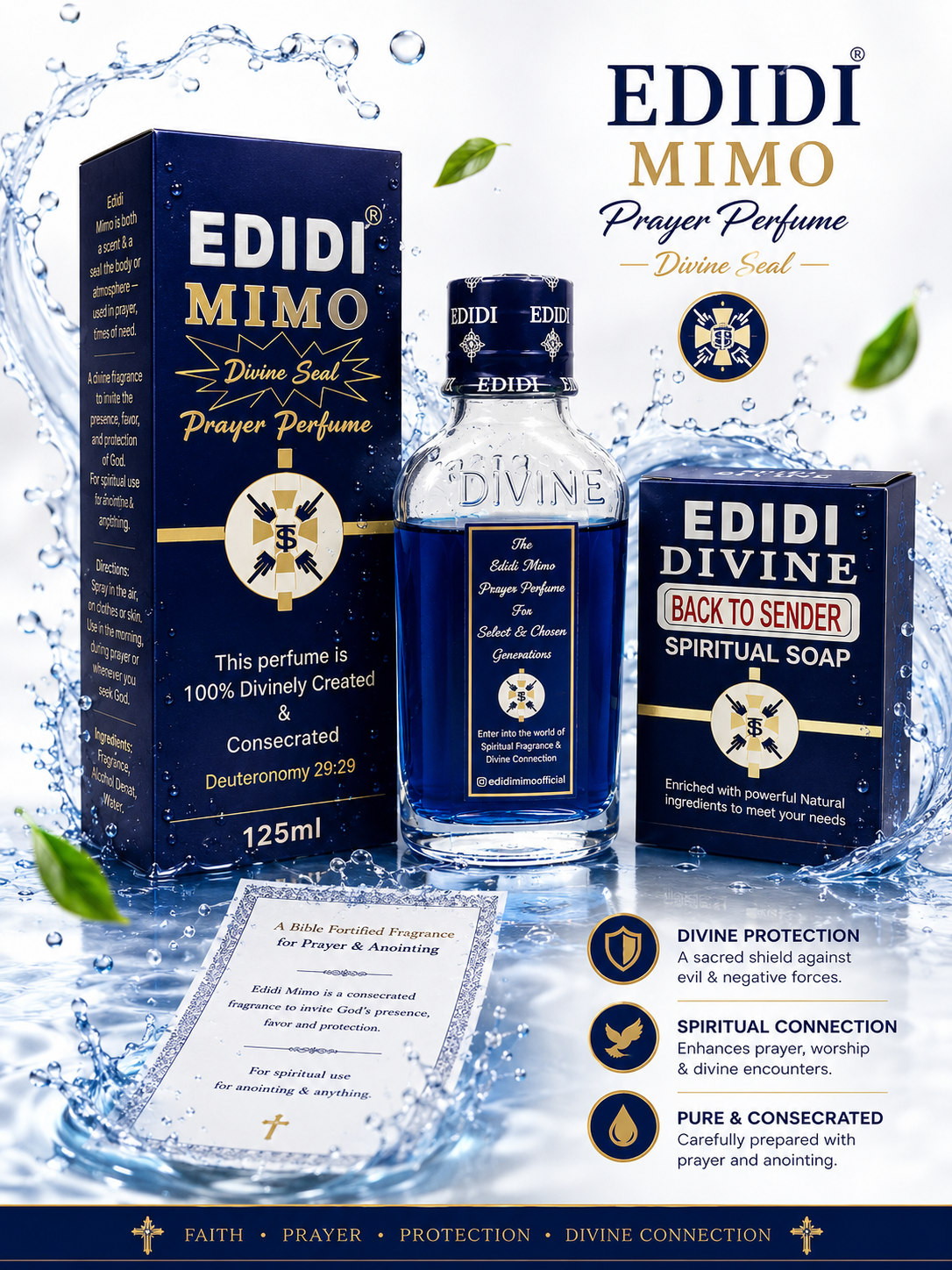 Edidi Divine Spiritual Soap & Edidi Mimo Divine Seal Prayer Perfume Bundle | Choose Victory, Back to Sender, Favour or Blessing Soap