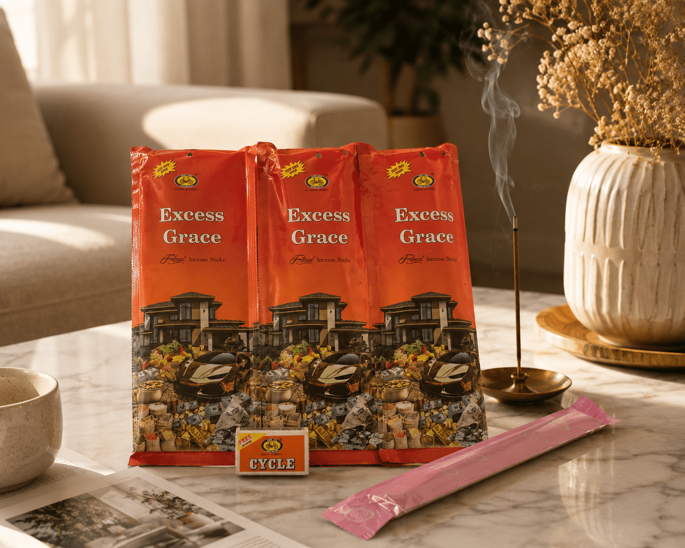 Excess Grace Floral Incense Sticks | Premium Slow-Burning Incense for Prayer, Meditation & Home Fragrance - Incense - Cherubim Aura
