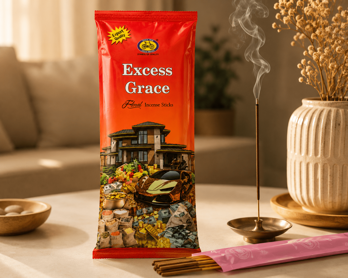 Excess Grace Floral Incense Sticks | Premium Slow-Burning Incense for Prayer, Meditation & Home Fragrance - Incense - Cherubim Aura