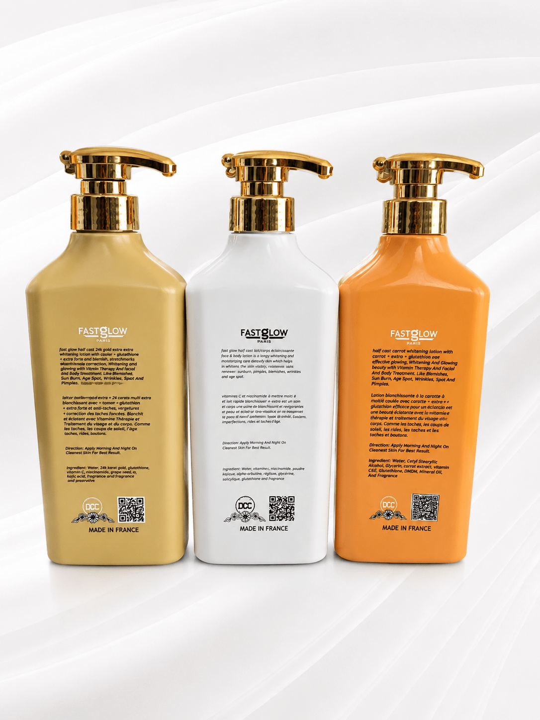 FastGlow Body Milk Whitening Lotion Collection | 24K Gold, Vitamin C & Niacinamide, and Carrot Gluta Body Lotion | SPF50 | 500ml - Body Lotion - Cherubim Aura