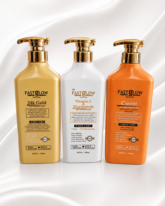 FastGlow Body Milk Whitening Lotion Collection | 24K Gold, Vitamin C & Niacinamide, and Carrot Gluta Body Lotion | SPF50 | 500ml - Body Lotion - Cherubim Aura
