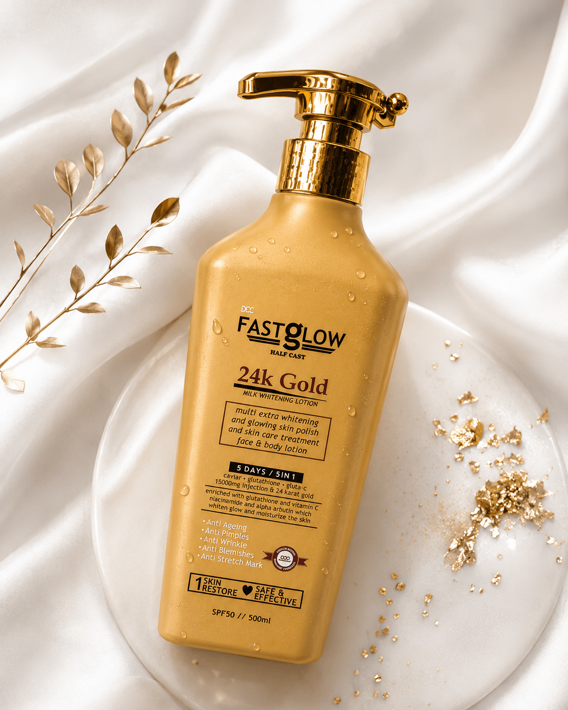 FastGlow Body Milk Whitening Lotion Collection | 24K Gold, Vitamin C & Niacinamide, and Carrot Gluta Body Lotion | SPF50 | 500ml - Body Lotion - Cherubim Aura