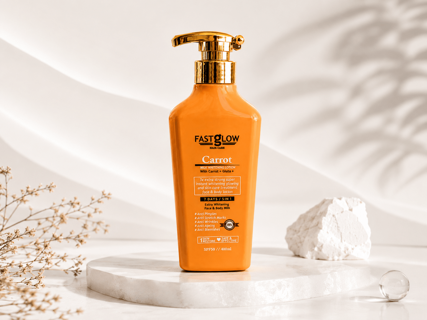 FastGlow Body Milk Whitening Lotion Collection | 24K Gold, Vitamin C & Niacinamide, and Carrot Gluta Body Lotion | SPF50 | 500ml - Body Lotion - Cherubim Aura