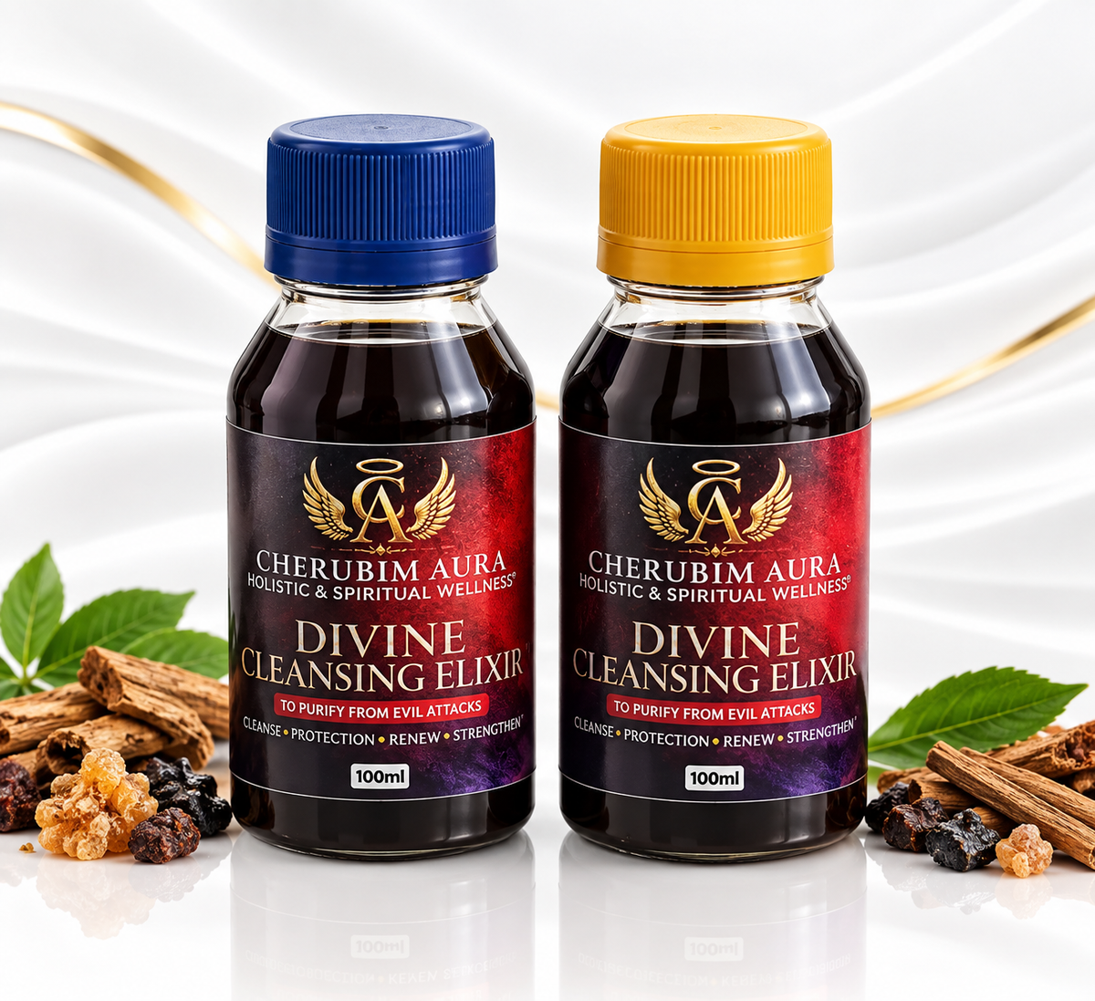 Cherubim Aura Divine Cleansing Elixir 100ml – Spiritual Cleansing, Protection & Renewal- Aporo Ofa