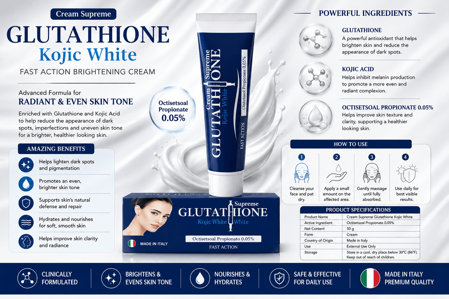Glutathione Cream Supreme Vitamin A+C – Fast Action Nourishing Skin Cream 50g - Cream - Cherubim Aura