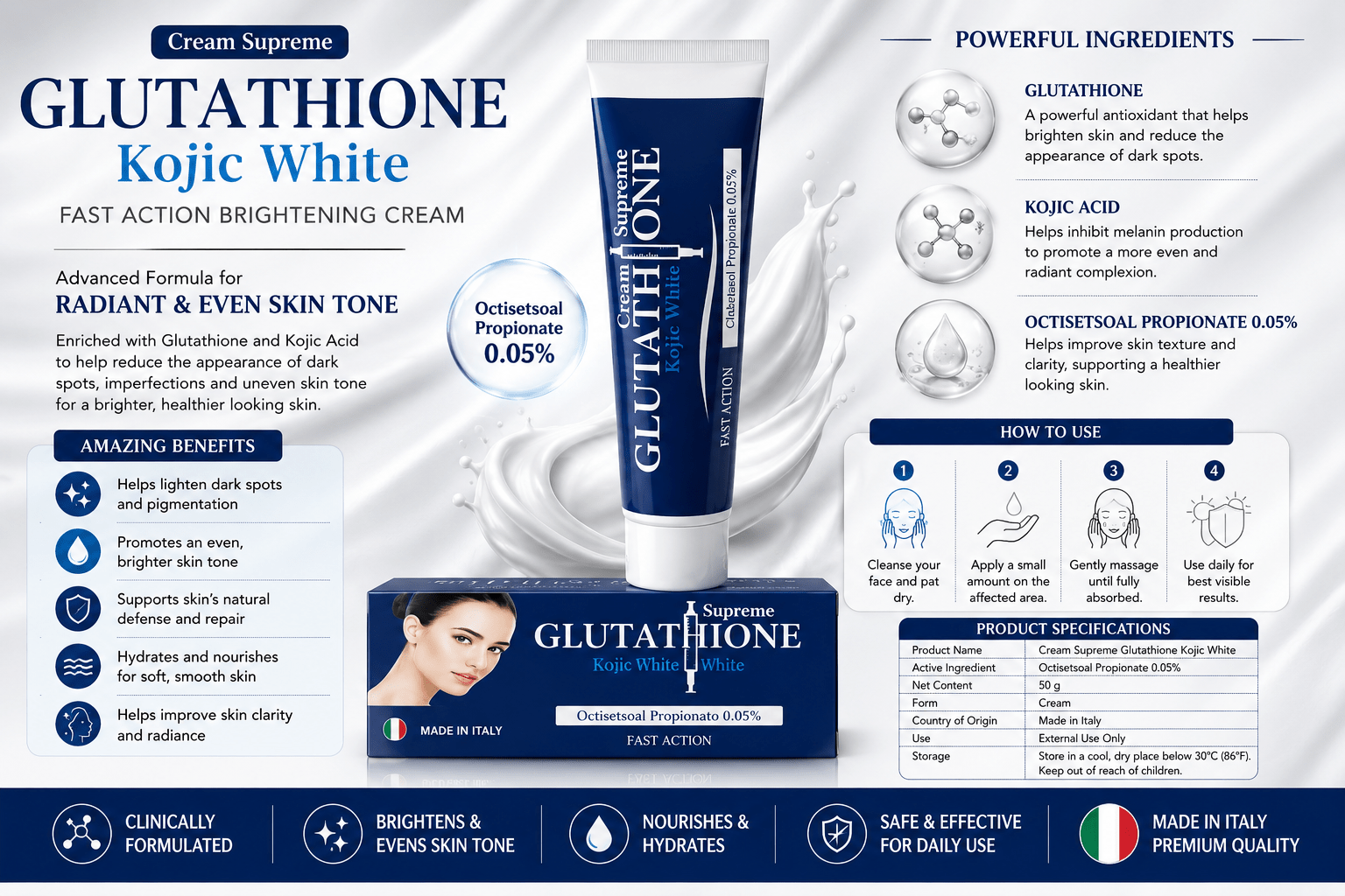 Glutathione Cream Supreme Vitamin A+C – Fast Action Nourishing Skin Cream 50g - Cream - Cherubim Aura