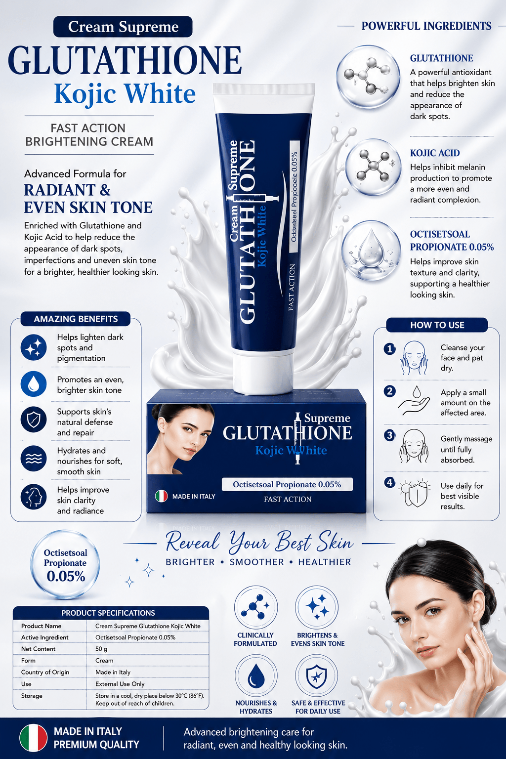 Glutathione Cream Supreme Vitamin A+C – Fast Action Nourishing Skin Cream 50g - Cream - Cherubim Aura