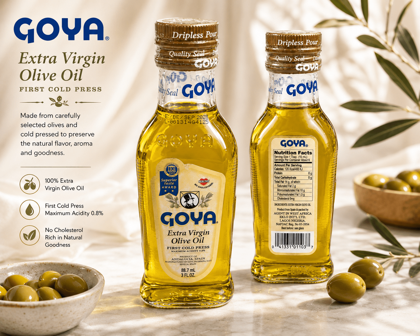 Goya Extra Virgin Olive Oil: Spiritual Anointing, Prayer & Blessing – 88.7ml - Skincare - Cherubim Aura