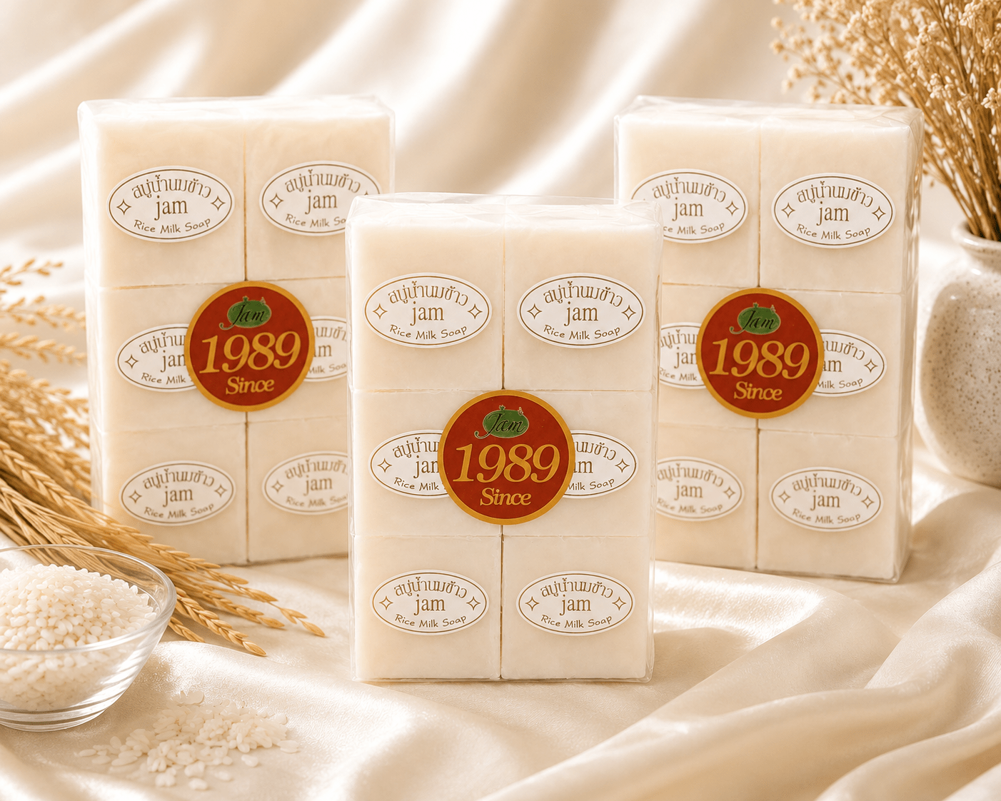 Jam Rice Milk Soap 6 - Pack – Gentle Nourishing Cleansing Bar - Skincare - Cherubim Aura