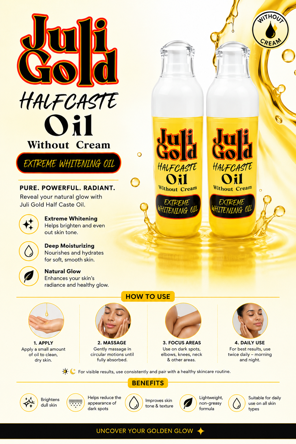 Juli Gold Half Caste Extreme Whitening Oil – Brightening Body Care