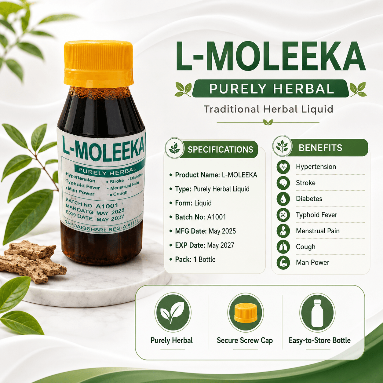 L-Moleeka Purely Herbal Liquid – Adimenu - Traditional African Herbal Tonic for Men & Women - 100g - Herbal Wellness - Cherubim Aura
