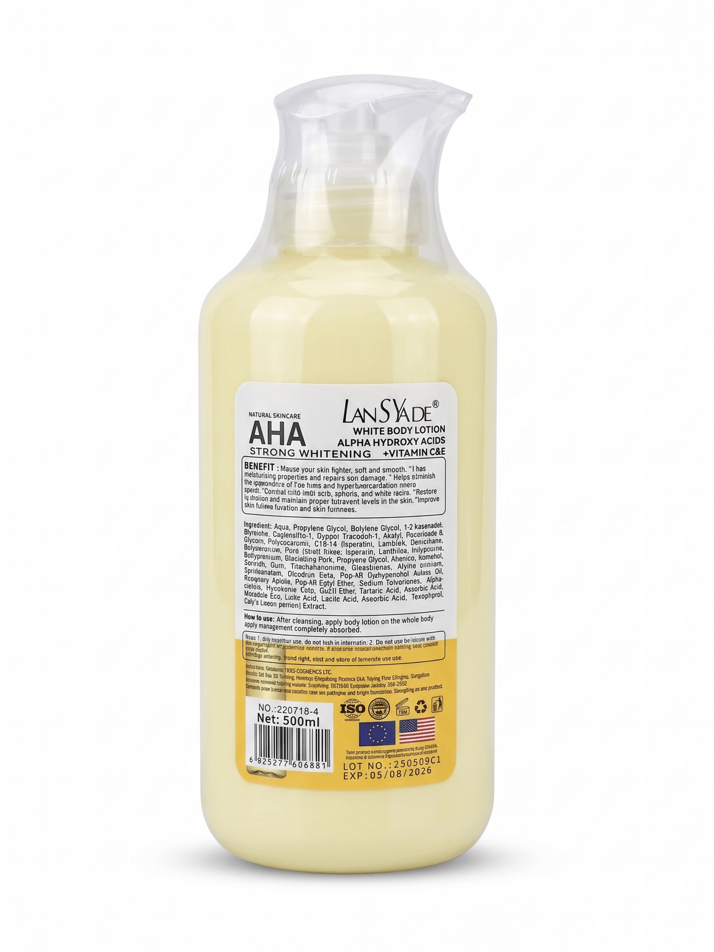 LanSyade AHA White Body Care Collection | AHA Body Lotion or AHA Body Serum | Vitamin C & E | 500ml - Skincare - Cherubim Aura