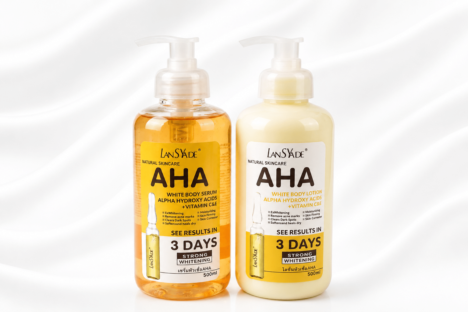 LanSyade AHA White Body Care Collection | AHA Body Lotion or AHA Body Serum | Vitamin C & E | 500ml - Skincare - Cherubim Aura