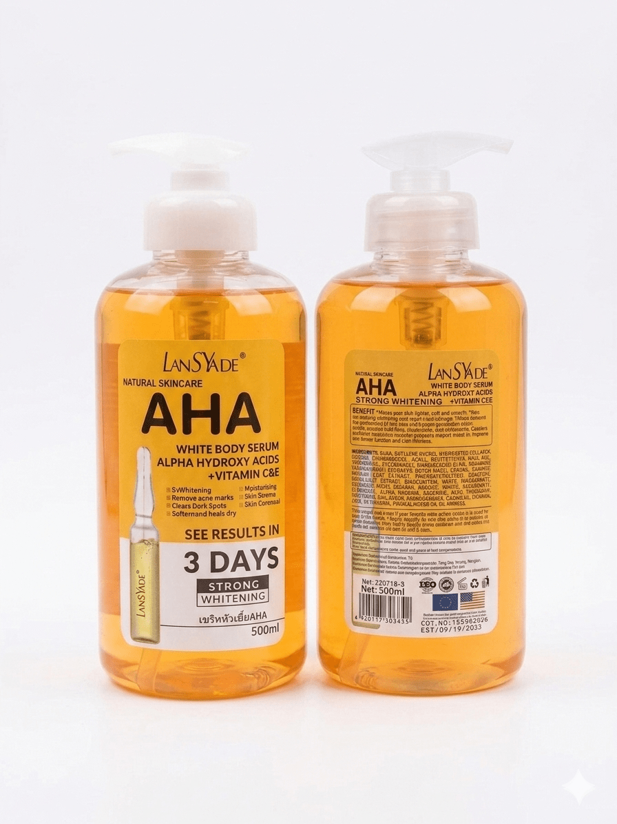 LanSyade AHA White Body Care Collection | AHA Body Lotion or AHA Body Serum | Vitamin C & E | 500ml - Skincare - Cherubim Aura