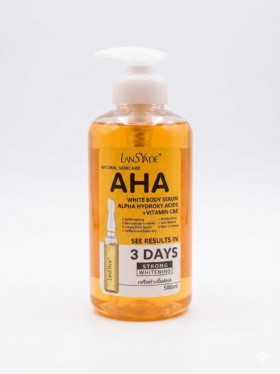 LanSyade AHA White Body Care Collection | AHA Body Lotion or AHA Body Serum | Vitamin C & E | 500ml - Skincare - Cherubim Aura