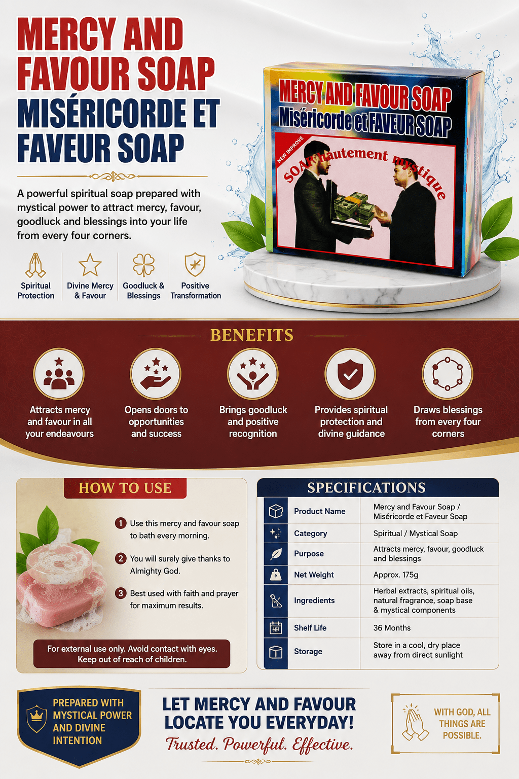Mercy & Favour Spiritual Soap – Traditional Prayer Bath Soap for Favour, Grace & Positive Intentions - Spiritual Soap - Cherubim Aura