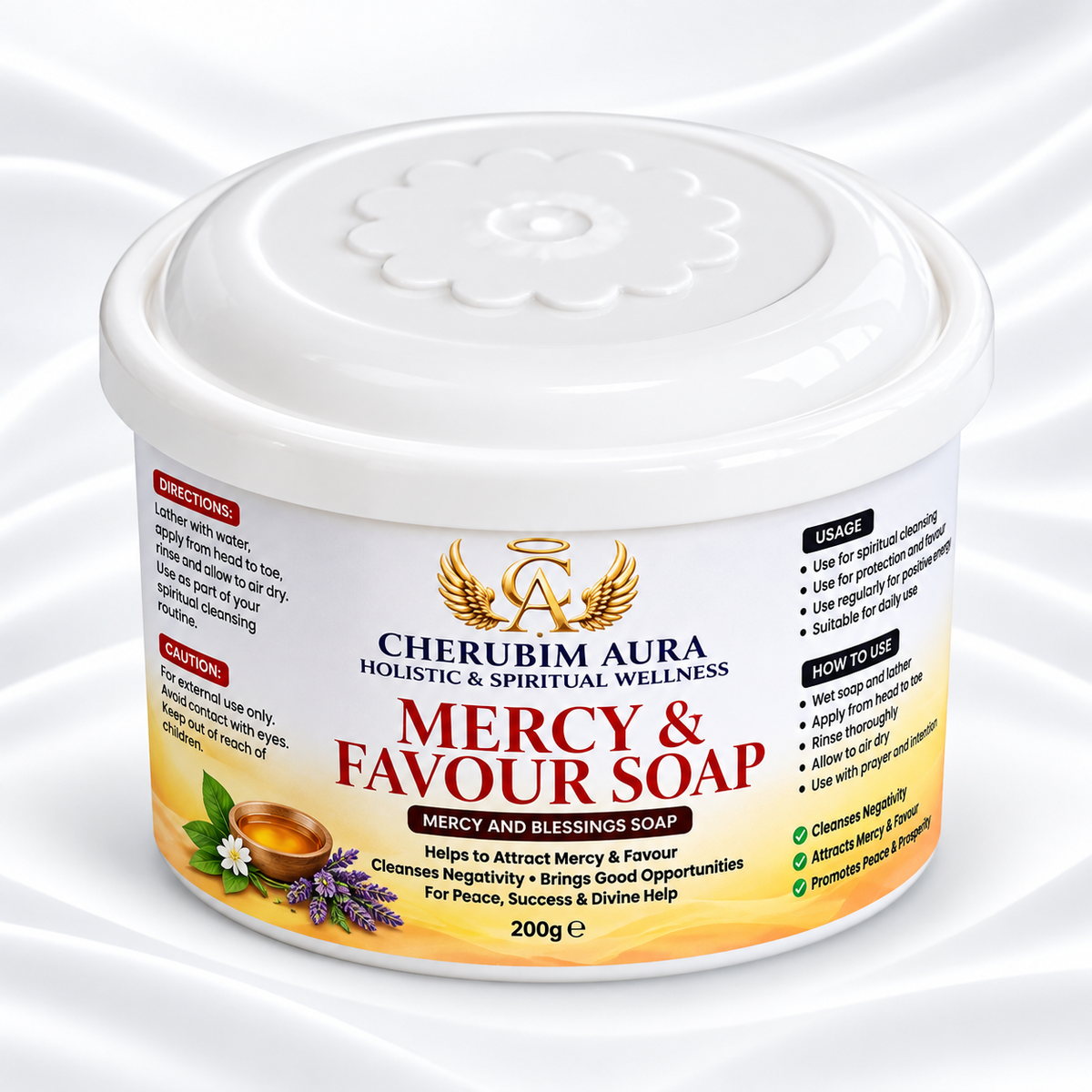 Cherubim Aura Mercy & Favour Soap 200g – Spiritual Cleansing Soap for Blessings, Favour & Open Doors