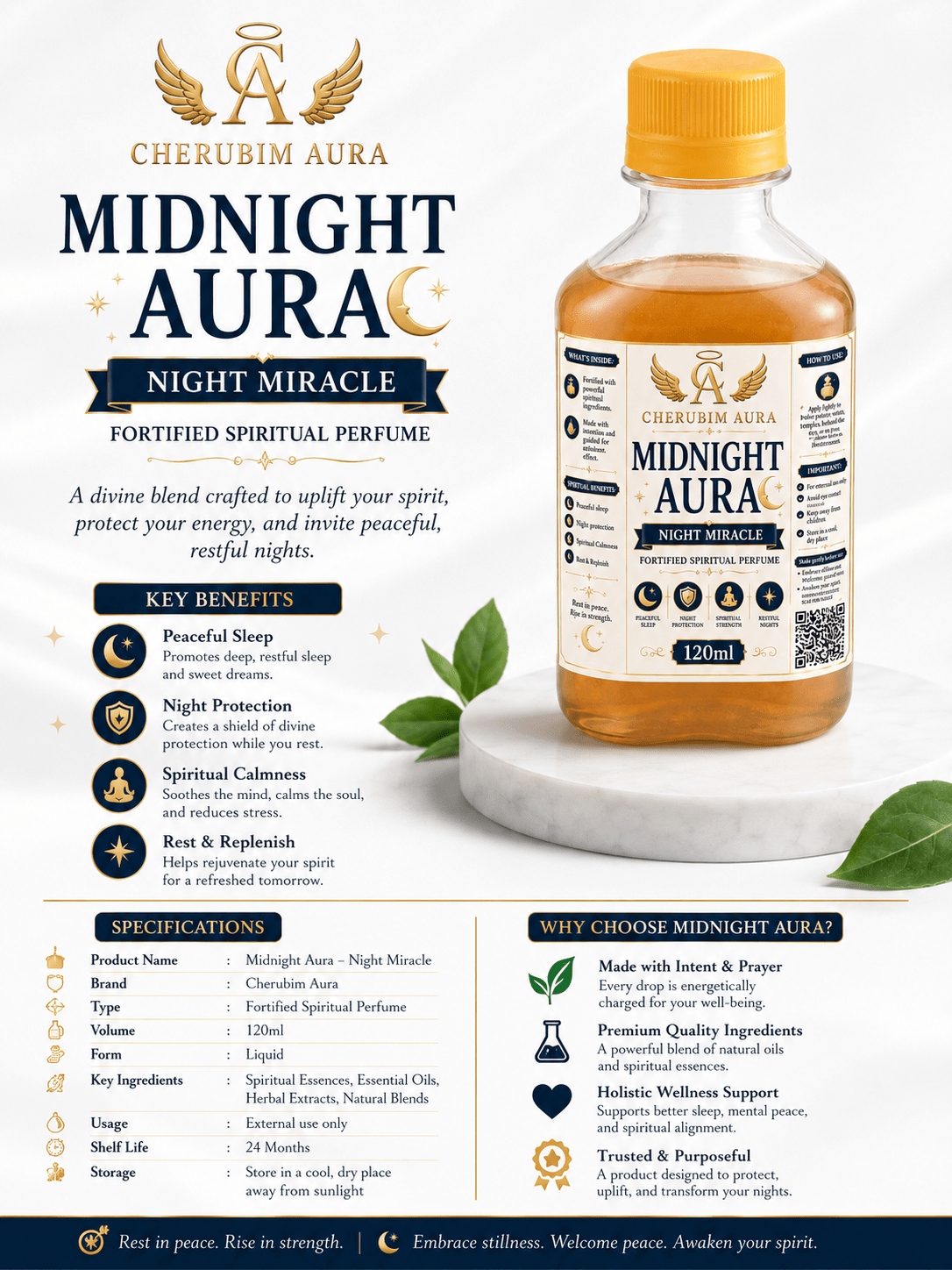 Midnight Aura Night Miracle Fortified Spiritual Perfume - Cherubim Aura - 120ml - Fortified Perfume - Cherubim Aura