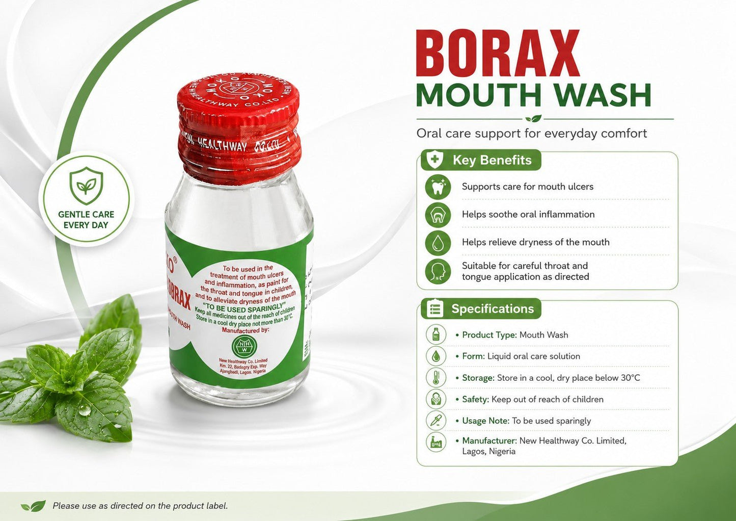 Moko Glycerin Borax Gargle & Mouthwash 50ml – Oral Care Mouth Rinse Formula - Oral care - Cherubim Aura