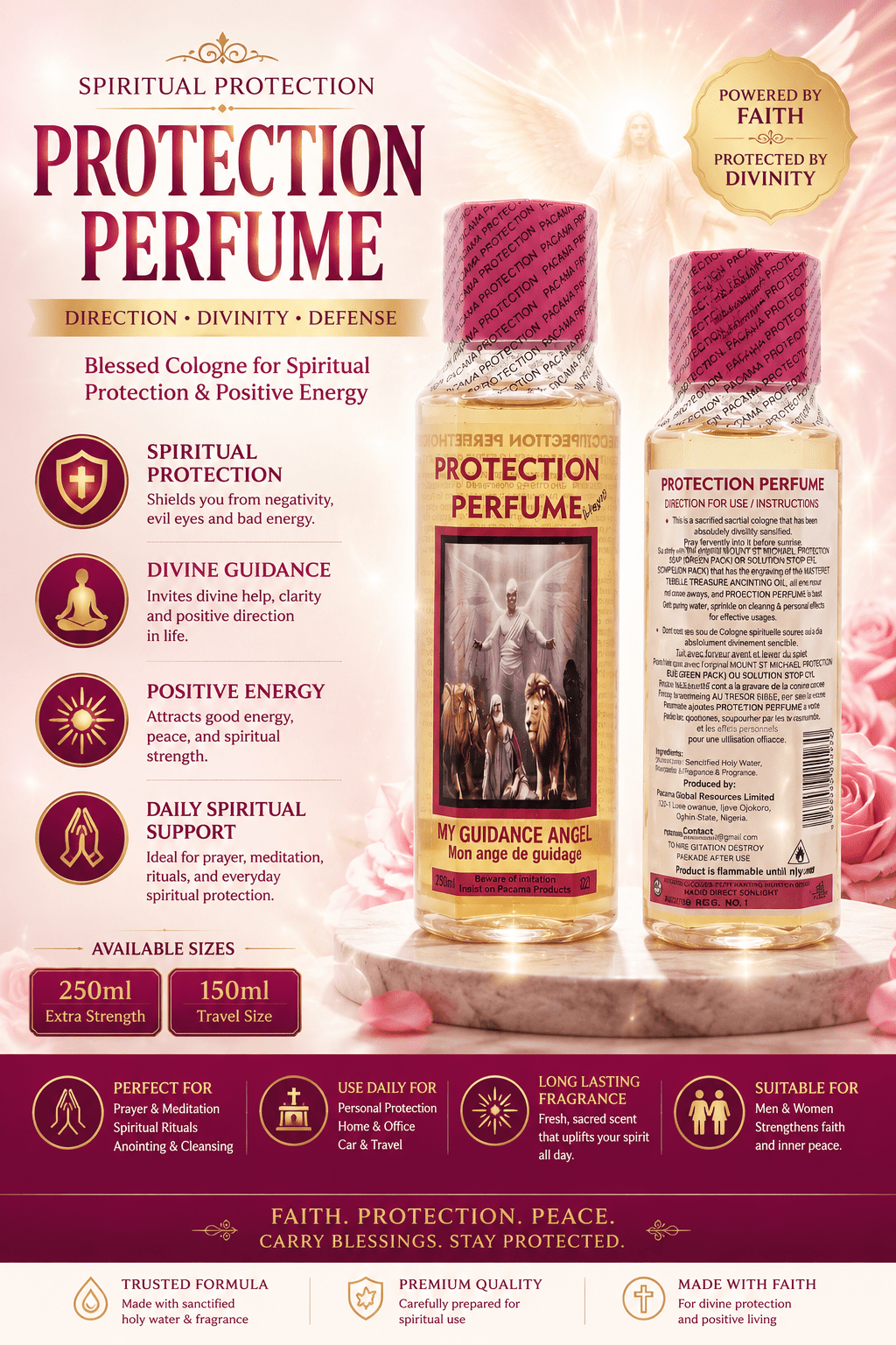 My Guidance Angel Protection Perfume 250ml | Spiritual Cologne | Everyday Blessing & Personal Fragrance - Perfume - Cherubim Aura